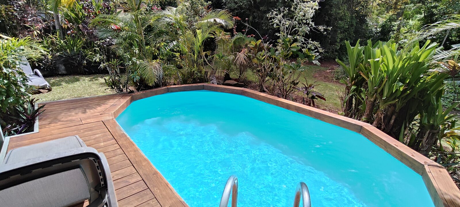 Salt-water pool and garden deck