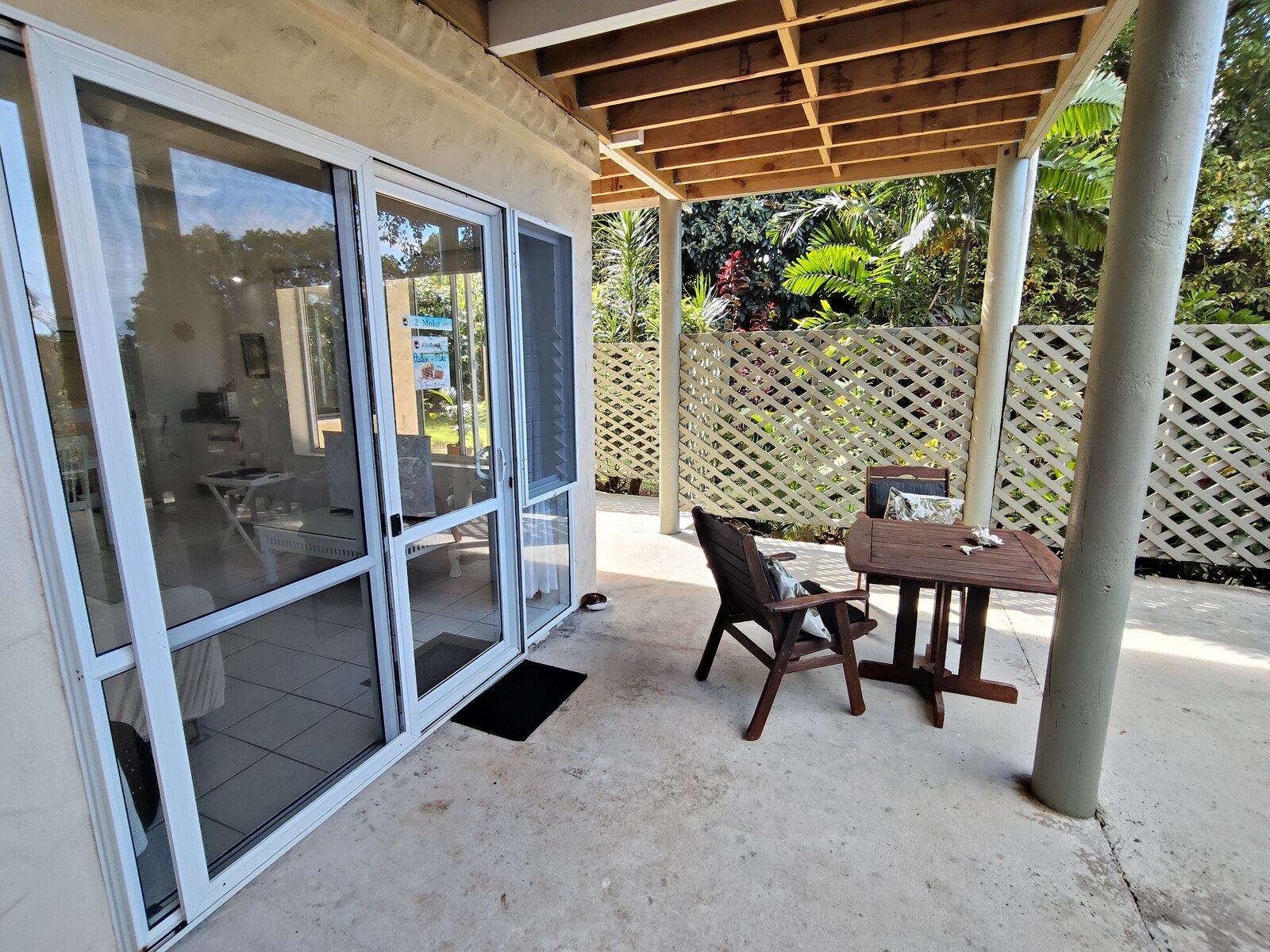Moko sliding doors opening onto the private patio